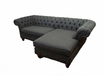 Chesterfield sectional sofa L-shape fabric design couch seating sofa textile corner new
